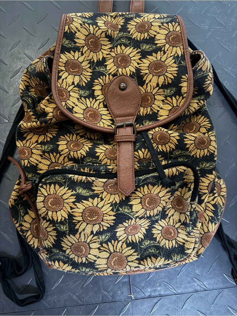 🌻Y2K Mossimo Sunflower Print Standard Size Festival Boho Backpack Bag